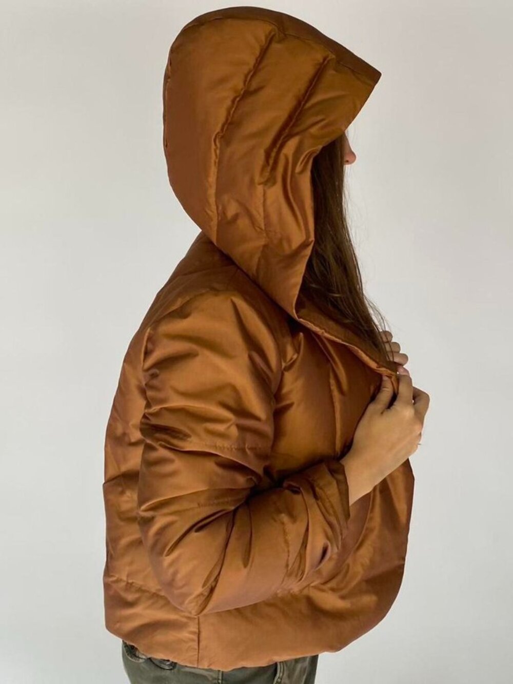 DKNY Bronze Hooded Puffer Jacket